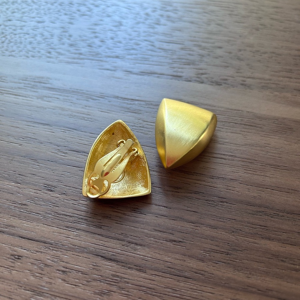 Givenchy Gold Clip on Earrings triangle shaped